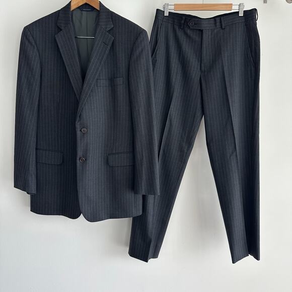 Brooks Brothers Suit Mens 41L Pinstripe Blazer Pants Wool Dapper Gatsby Mob Boss - Picture 1 of 16